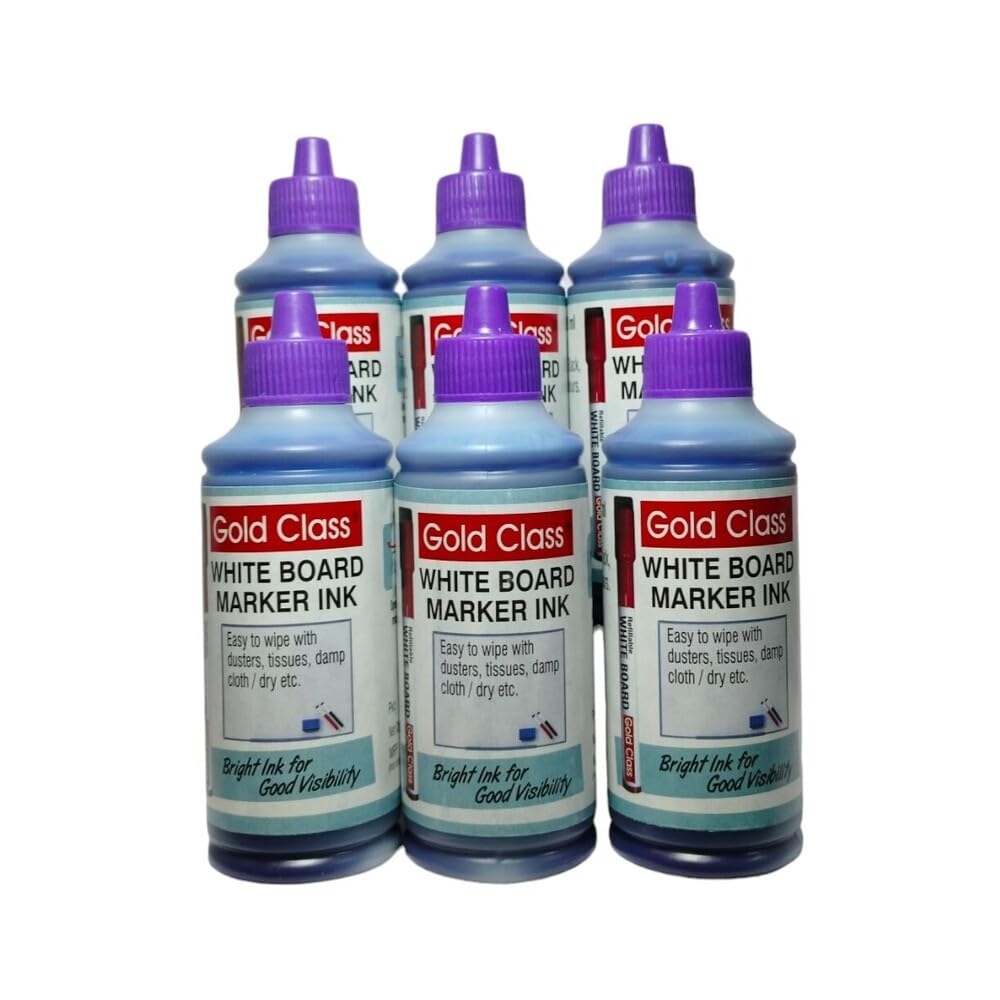 Gold Class White Board Marker Ink(100ml) (Pack of 6) (Blue) | Suitable for White Board Surface |School Stationery |Easily Refill |Bold Blue Color |Smudge Proof|Quick Drying |Indian Brand.-image-21