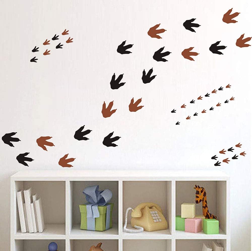 Dinosaur Footprints Wall Decals (56pcs) 4 Size Dinosaur Tracks Decals Dinosaur Decor Baby Nursery Decals Removable Peel and Stick Vinyl Decals for Boy Bedroom Decorations