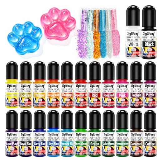 Epoxy Resin Pigment - 24 Colors Liquid Translucent Epoxy Resin Colorant, Highly Concentrated Epoxy Resin Dye for DIY Jewelry Making, Paint, Craft - 6ml Each, with 6 Colors Resin Glitter