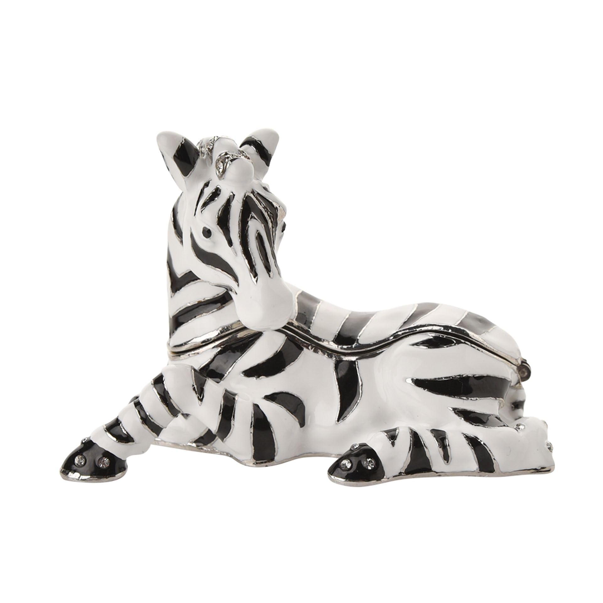 Widdop And Co White Widdop Stratton Trinket Box By Treasured Trinkets - Zebra Design - Jewellery Storage Organiser Ornament - Gift For Mum Her Mother's Day Birthday Loved One Present