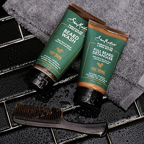 Sheamoisture Beard Wash For Men & Detangler Set - Beard Wash Kit W/ Maracuja Oil & Fair Trade Organic Shea Butter, Cleanser & Softener (2 Piece Set) #TOP2