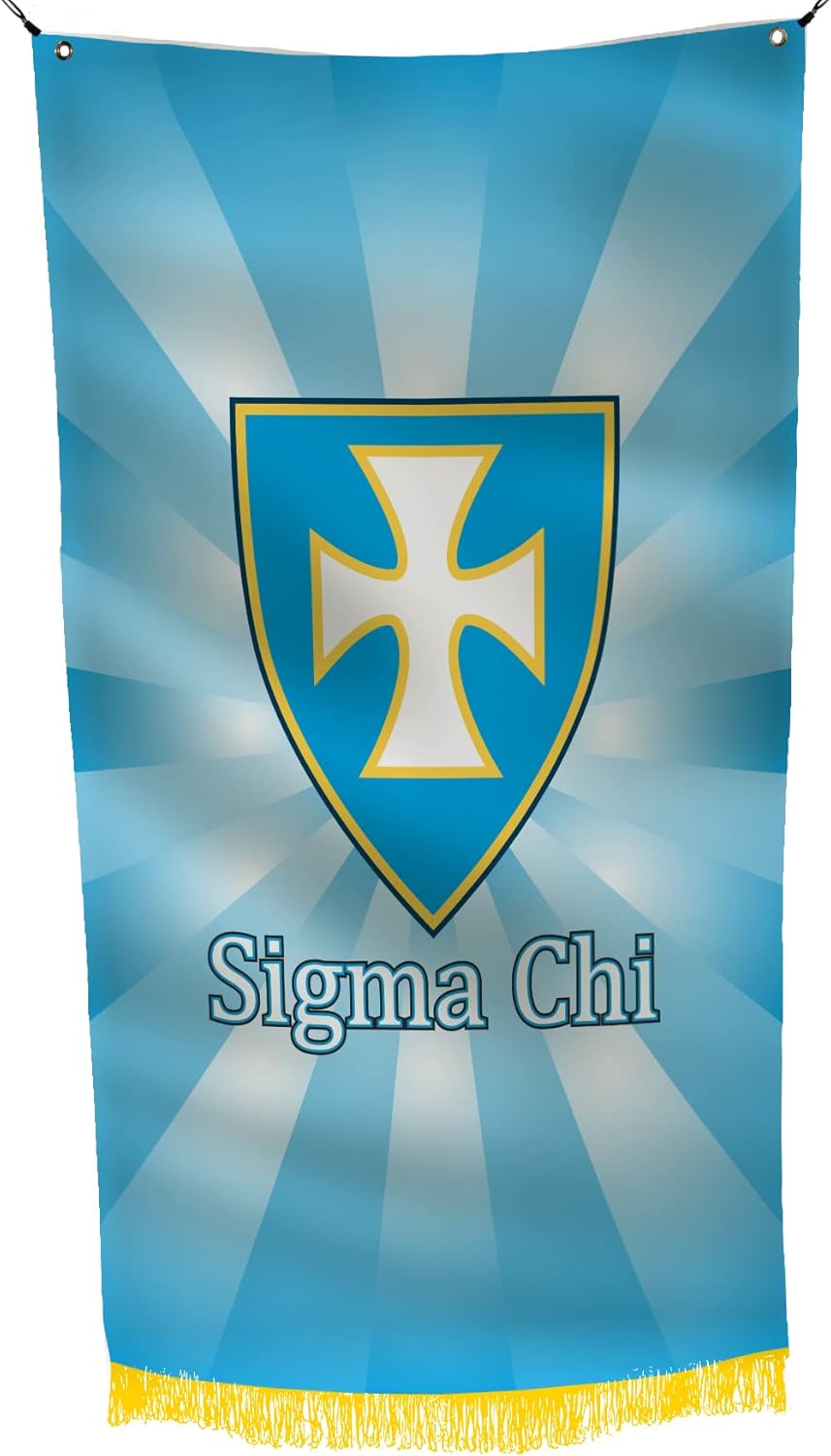 Sigma Chi Fraternity Greek Life Licensed Flag 3x5 Feet Flag Banner Wall Decor Outdoor Indoor Decoration Brass Grommets Double Stitch (Sigma Chi # 12)