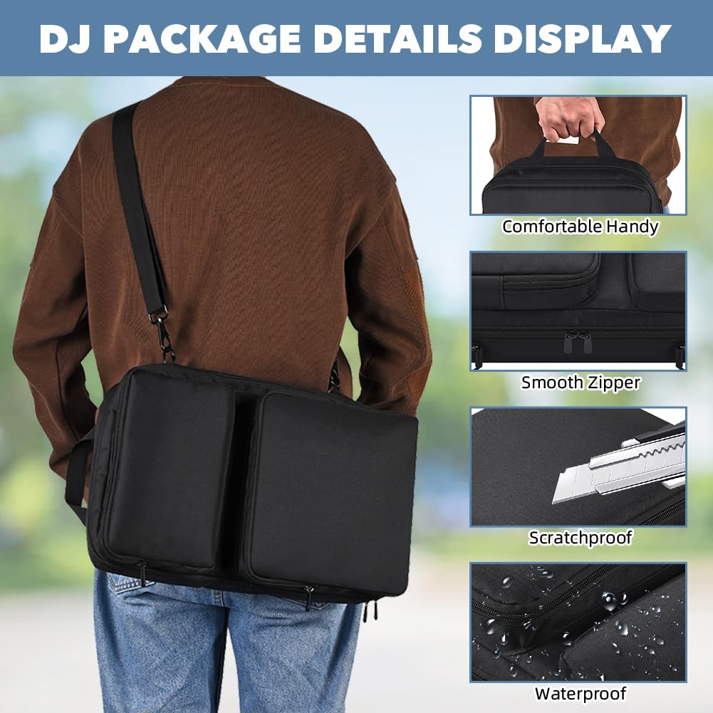 Janjunsi Housse pour Contrôleur DJ pour Pioneer DDJ-200 / DDJ-WeGO4, pour AlphaTheta DDJ-FLX 2, pour Contrôleur DJ Hercules Inpulse 200/200 MK2 Housse de Voyage avec Bandoulière