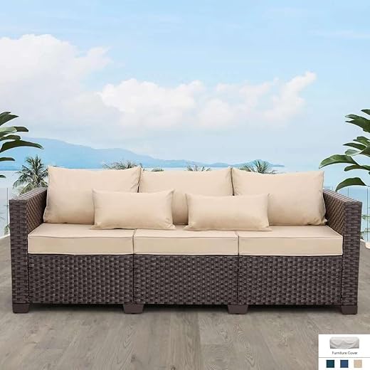 Deep Seating Outdoor Wicker Sofa - 3-Seater