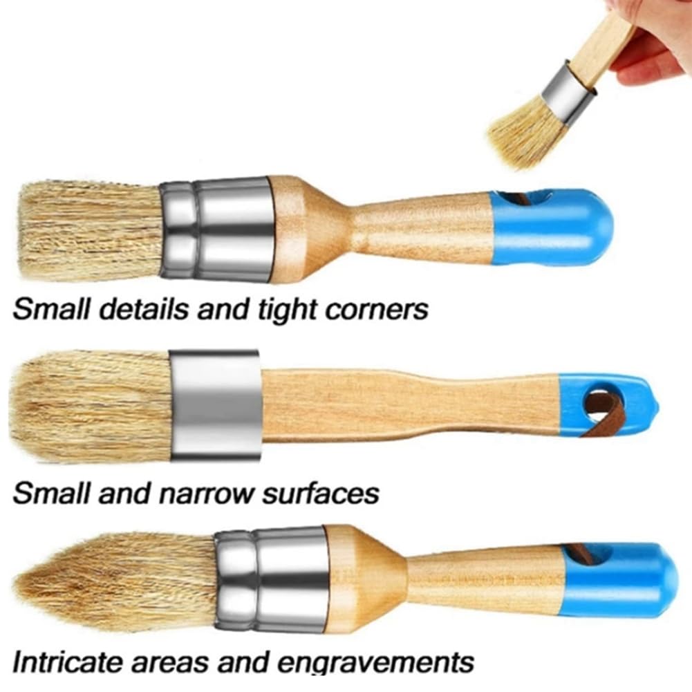 The Lord Of The Tools Set 6 Pennelli A Setole Naturali – Manico In Legno – Diametri 9-21 Mm Per Cera E Pittura