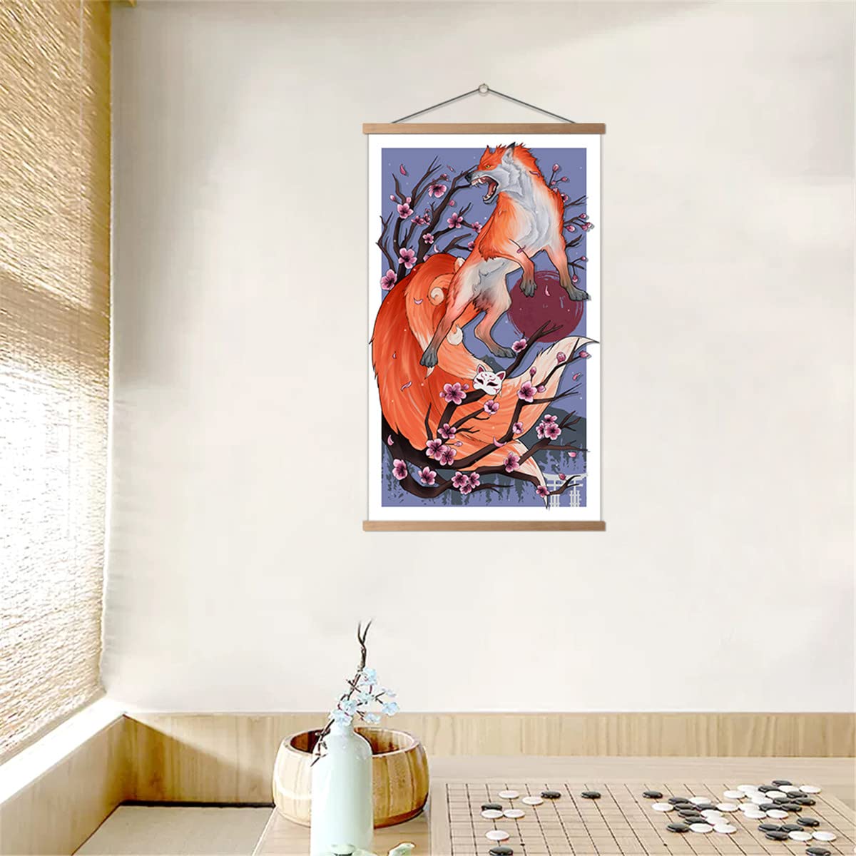 SAGUEYU Japanese Wall Art Vintage Ukiyo-e Sakura & Fox Poster