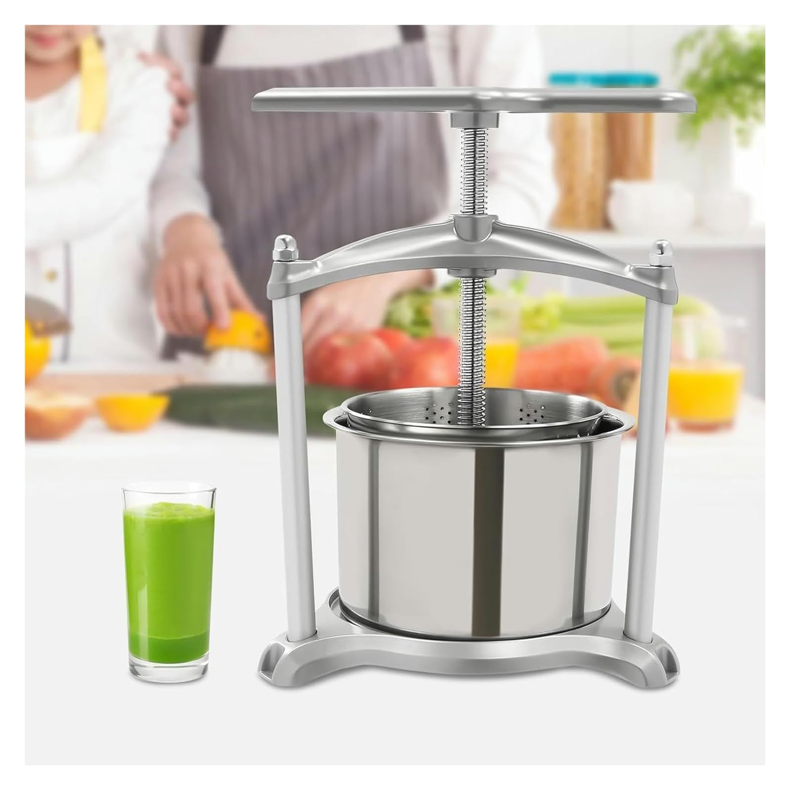 DXYOYONGMZ Fruit Wine Manual Press, Manual Press, 6L Manual Wine Press Fruit Cider Grinder Dual Stainless Steel Barrels, for Cider Cheese Herb Vegetables