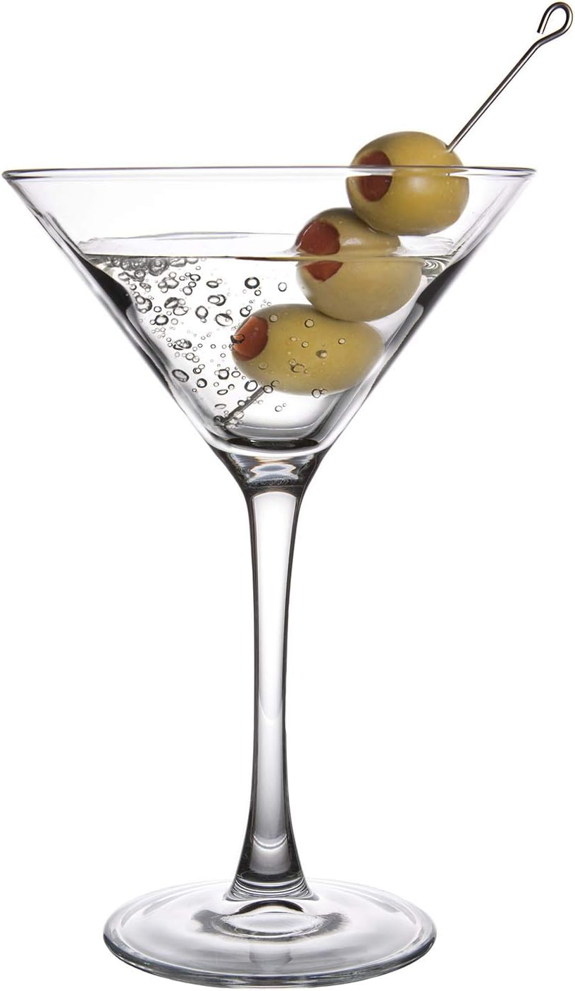 Tiger Chef Plastic Martini Glasses - Acrylic Unbreakable Water Glass Shatter-Proof Tumblers - Reusable Party Cups Drinkware (6 Pack, Martini 8 Oz)