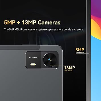 Android Tablet, 10.95 Inch 2K 1920 * 1200 IPS HD Touchscreen, Octa-core Processor 128GB ROM 8000mAh WiFi6 Bluetooth 5.0 Dual Camera 5MP+13MP Supports Face ID, Fast Charging