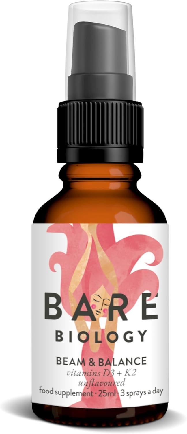 Bare Biology Beam & Balance Vitamin d3 k2 unflavoured Vegan Spray. Maximum Strength: Vitamin d3 4000 iu, with k2 Vitamin Supplements MK-7. Daily Support for Immunity, Bones, Teeth and Muscles