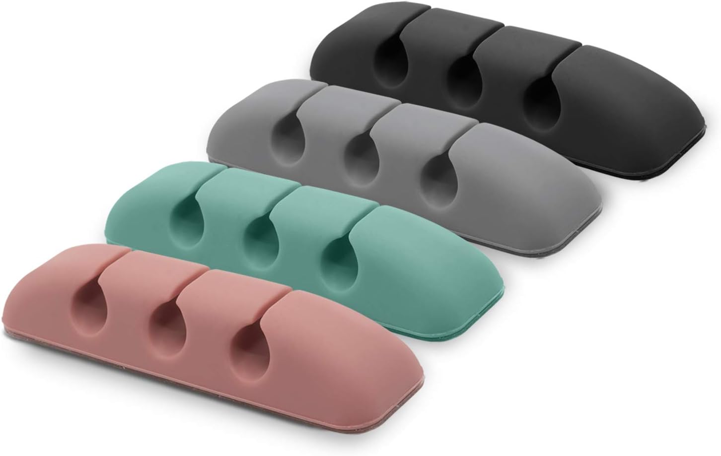 Ringke Cable Organizer [4 Pack] Clips Management TPU Silicone Adhesive Wire Holder Accessory for Power Cords, Home, Office, Cubicle, Headphone, Car