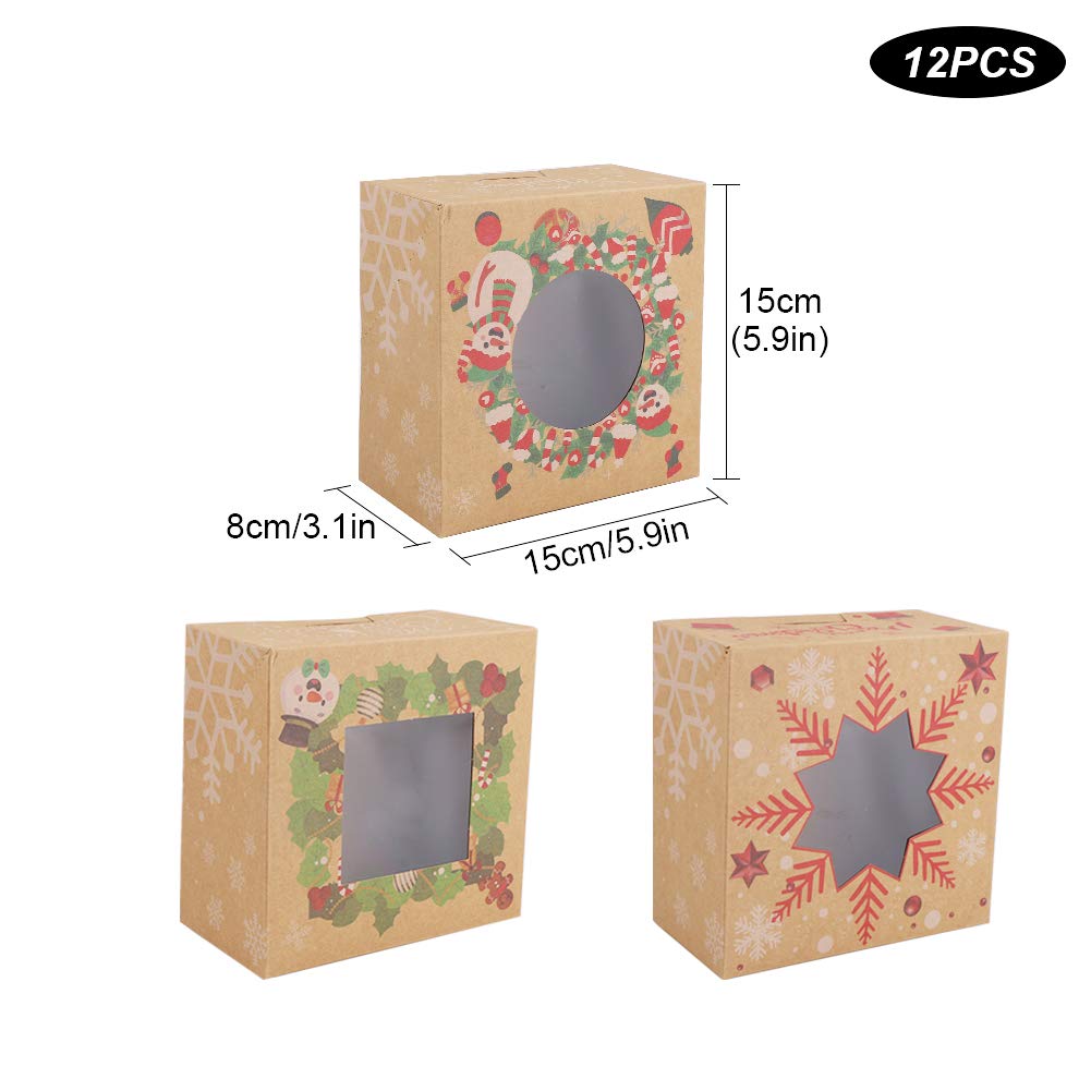 24 Weihnachts-Cupcake-Boxen Mit Fenster – 9,4x9,4x10,2 Cm, Mit Griff, Für Kekse & Gebäck