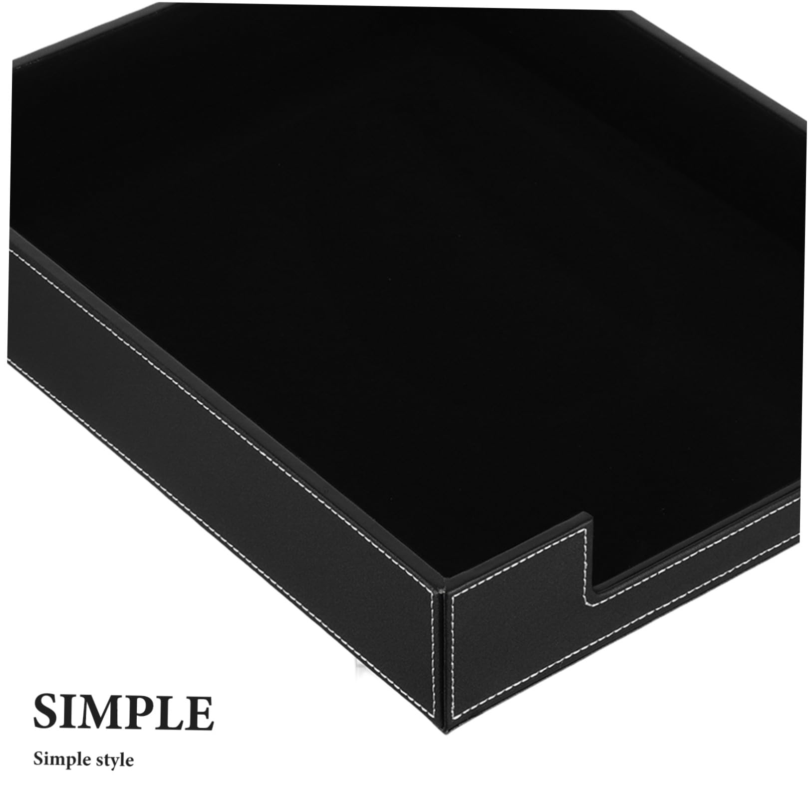 Vassoio Portaoggetti da Scrivania Nero in Pu, Organizzatore Portadocumenti Impilabile 36x28x6 Cm per Ufficio, Scaffale Portaoggetti Multifunzione per Posta, Riviste e Cosmetici