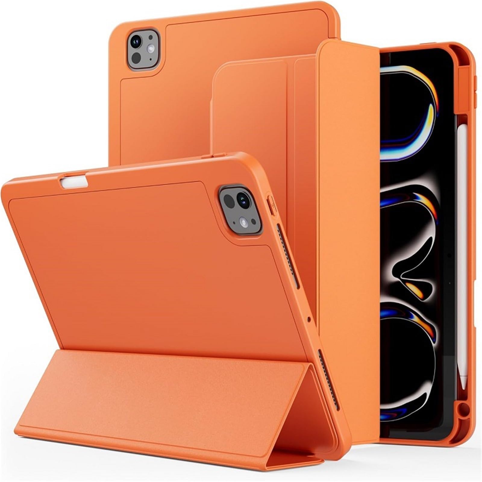 Étui iPad Air 13 pouces 2024 orange antichoc et porte-stylet - 8