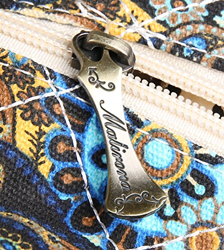 Malirona Ladies Women Canvas Travel Weekender Overnight Carry-on Shoulder Duffel Tote Bag Bohemian Flower (Red Flower)