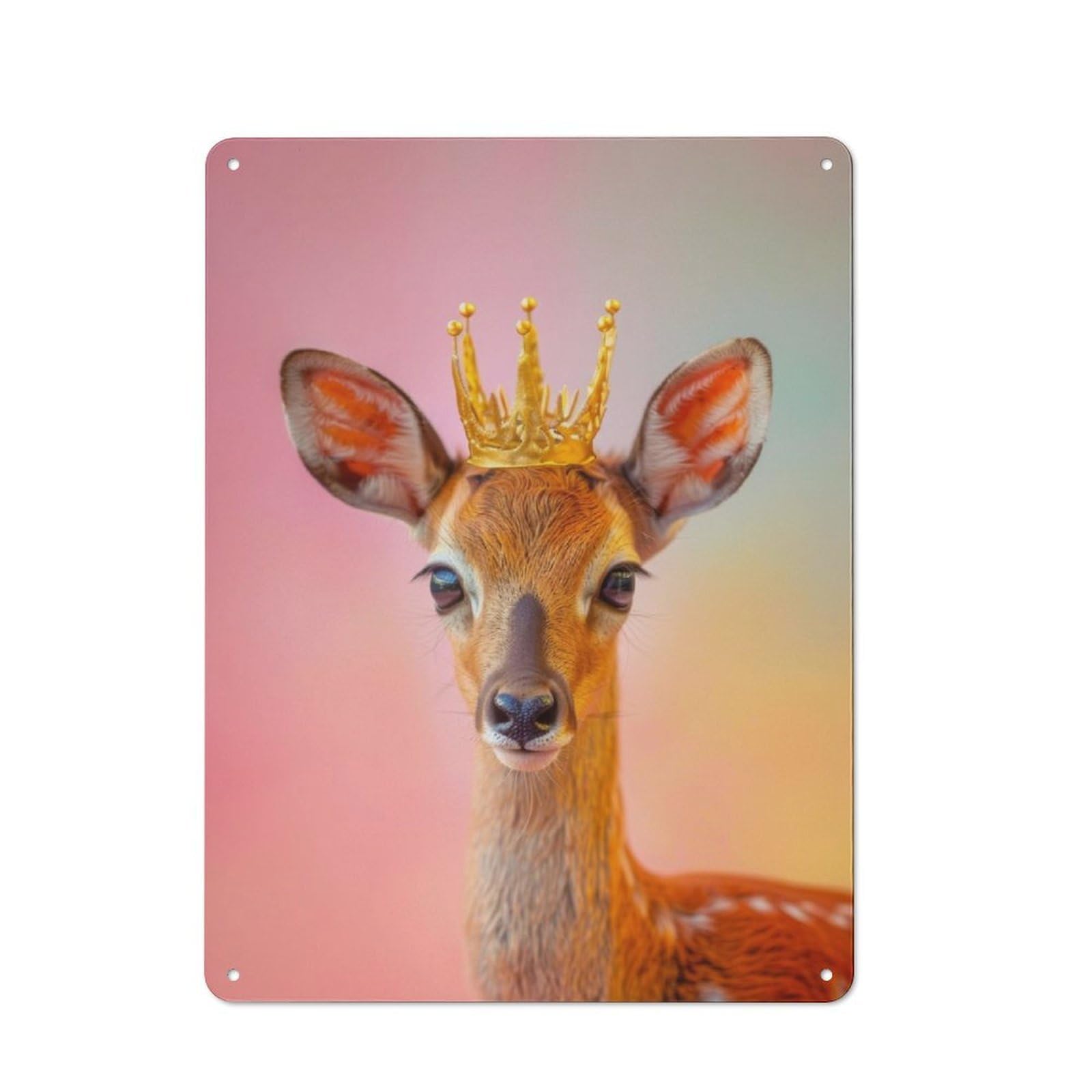 Junmoney Deer Pastel Crown Tin Wall Plaque 40X30cm With For Dining Room Or Kitchen, For Collectors Decorating Kitchens And Dining Spaces