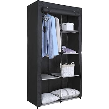Relaxdays Faltschrank Big Ben H X B X T Ca 161 X 83 5 X 42 5 Cm Kleiderschrank Aus Stoff Wascheschrank Mit 6 Ablagen Und Kleiderstange Stoffschrank Als Garderobenschrank Und Campingschrank London Amazon De
