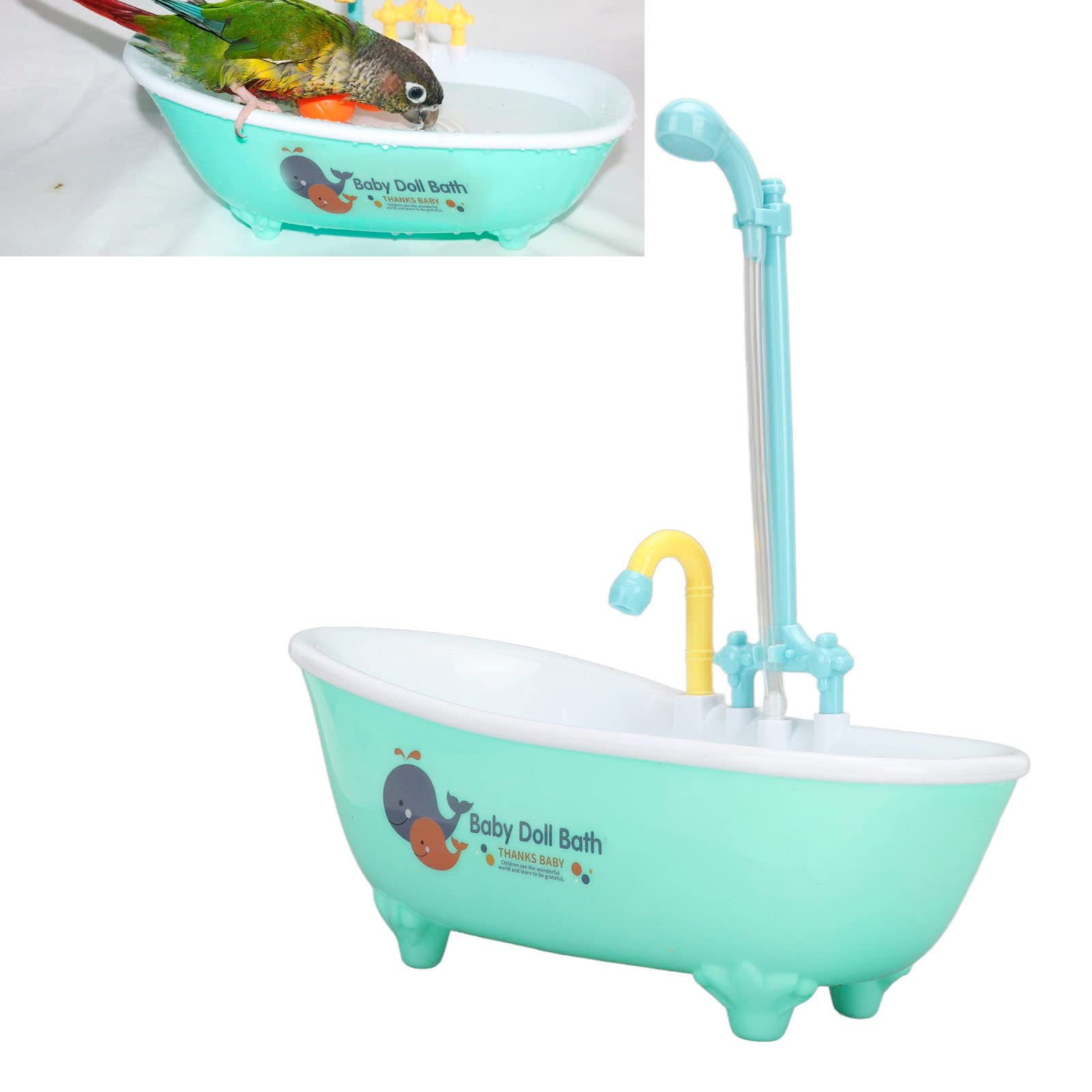 Tonysa Bañera Automática de Loro, Bañera de Loro de Pájaro Lindo para Jugar y Bañarse, Tazón de Fuente de Alimentación de Bañera de Baño de Ducha de Pájaro