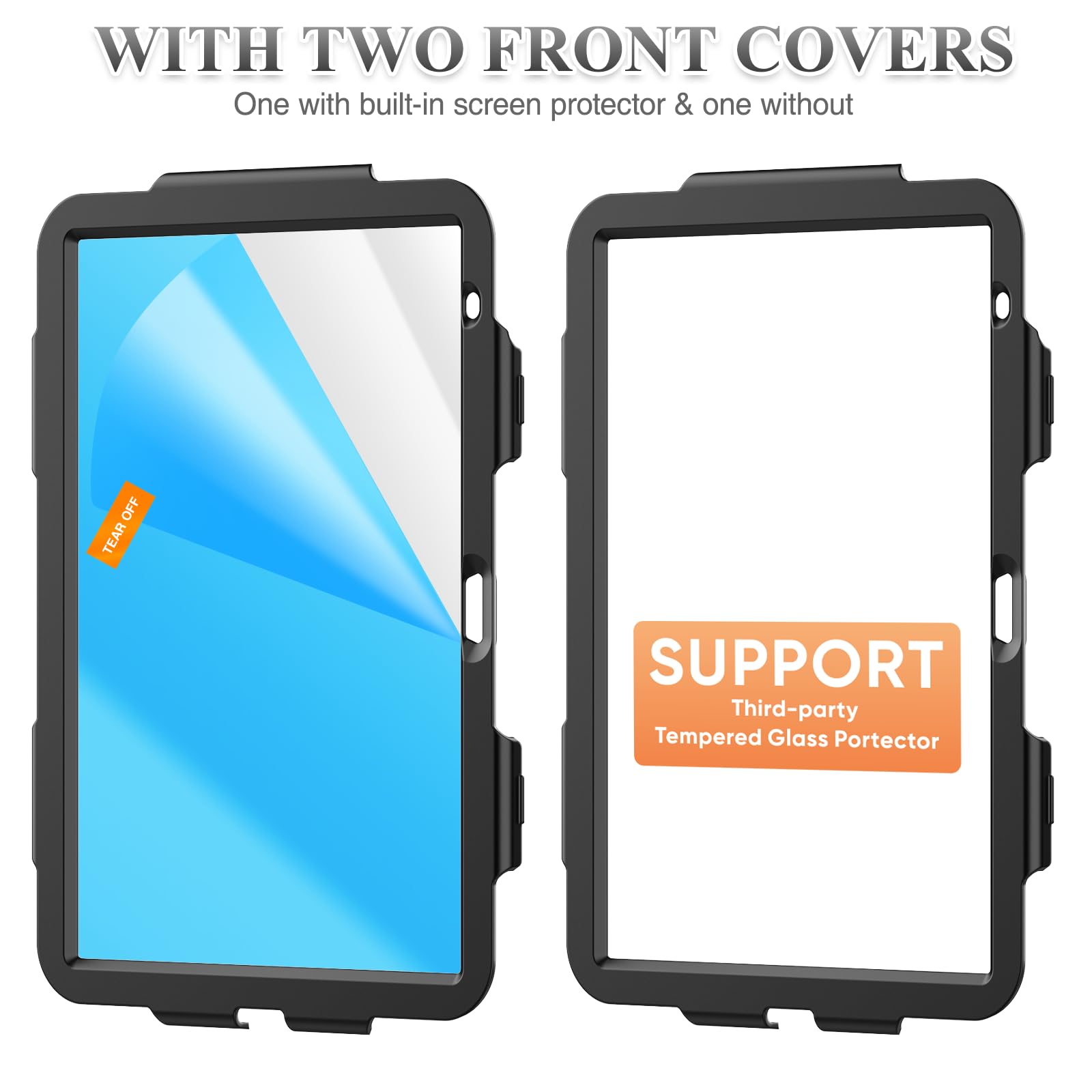 SEYMAC stock Coque pour iPad (A16) 11ème/10ème Génération 11/10,9 Pouces 2025/2022, Coque Antichoc avec Protecteur D'écran, Support Rotatif à 360°/Dragonne, Porte-Crayon et Bandoulière, Noir