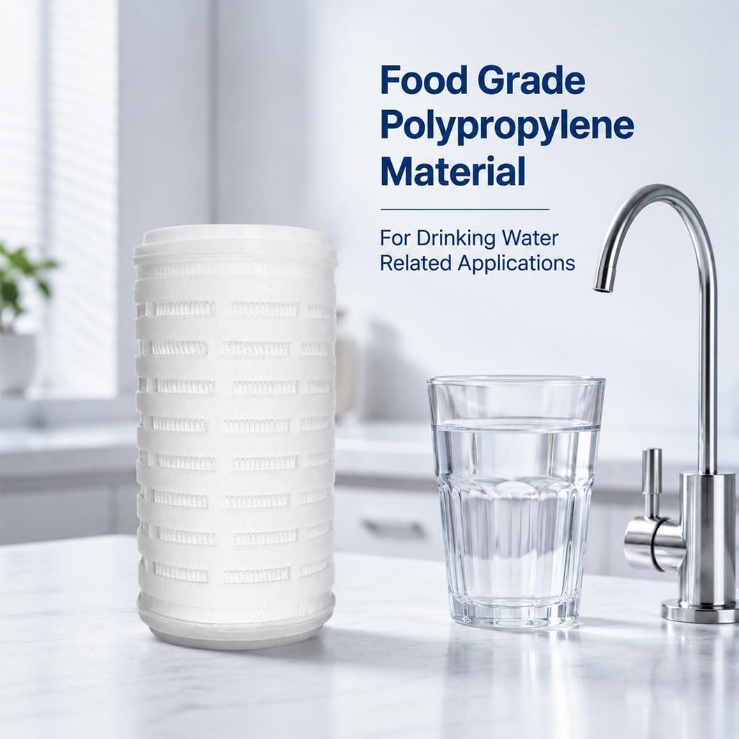 Zestaw 6 uniwersalnych plisowanych filtrów sedymentacyjnych 5 x 2,7 cala, pasujących do5-calowych obudów filtrów do uzdatniania wody w całym domu i obiektach komercyjnych