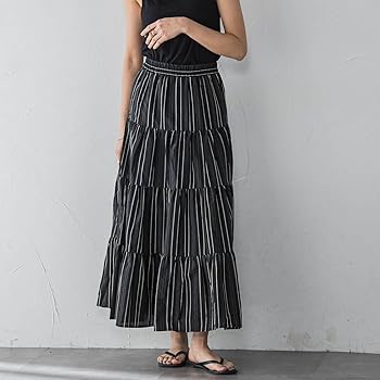 【未使用タグ付き】MAISONSPECIAL ストライプティアードスカート MAISON SPECIAL（メゾンスペシャル）の「Mixed Lace Tiered