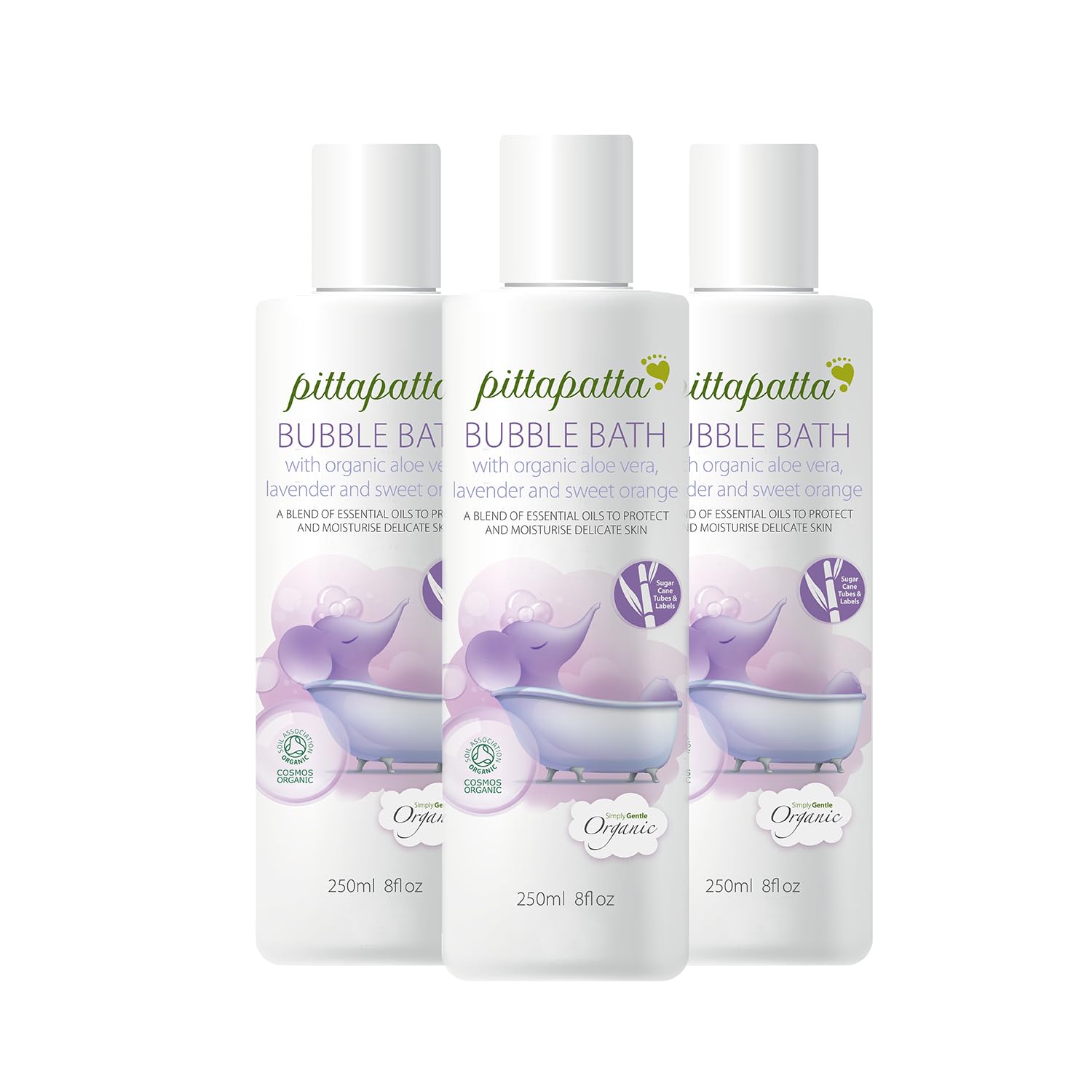 Simply Gentle Organic Bubble Bath Body Wash - Gentle & Nourishing for Babies Toddlers & Adults, 83.33 ml (Pack of 3)