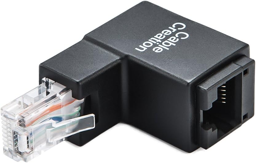 Ethernet Adapter, CableCreation Cat5e/Cat6 Up Angle Ethernet Adapter, 90 Degree and 270 Degree RJ45/8P8C Ethernet Female to RJ45/8P8C Male Adapter