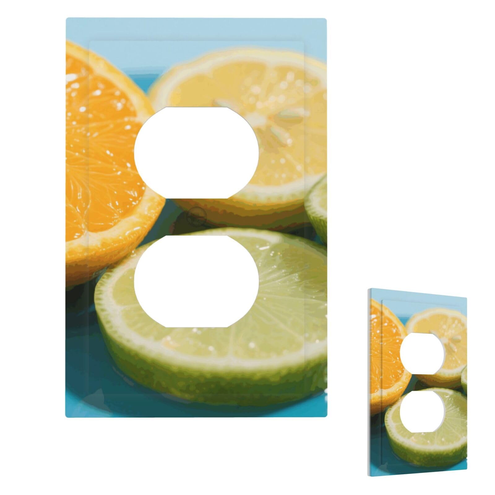 Lemon Wall Plate Cover Modern Decorative 1 Gang Light Switch Cover Unbreakable Receptacle Outlet Covers For Living Room Bedroom Home Decor Duplex