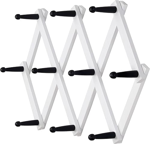 Dseap Percha de pared de acordeón Perchero expandible de pared de madera de 16 pulgadas de alto, soporte para sombreros, gancho de acordeón para