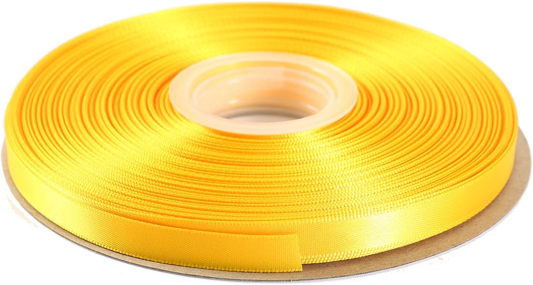 3/8" Inch Double Faced Satin Ribbon 50 Yards-Roll Set for Gift Wrapping Scrap Books Party Favor Hair Braids Baby Shower Decoration Floral Arrangement Craft Supplies, Maize Ribbon