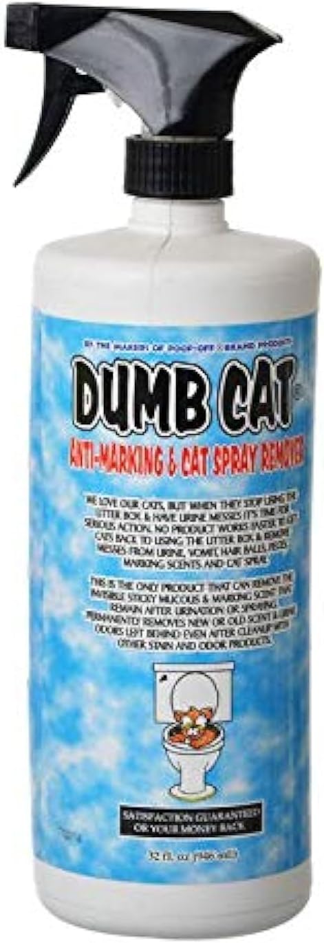 Dumb Cat Pet Odor Eliminator, Cat Pee Deterrent Spray, Cat Urine Remover, Cat Urine Cleaner, Cat Urine Odor Eliminator Spray, Cat Odor Eliminator, Anti Marking and Cat Spray Remover, 32 oz.