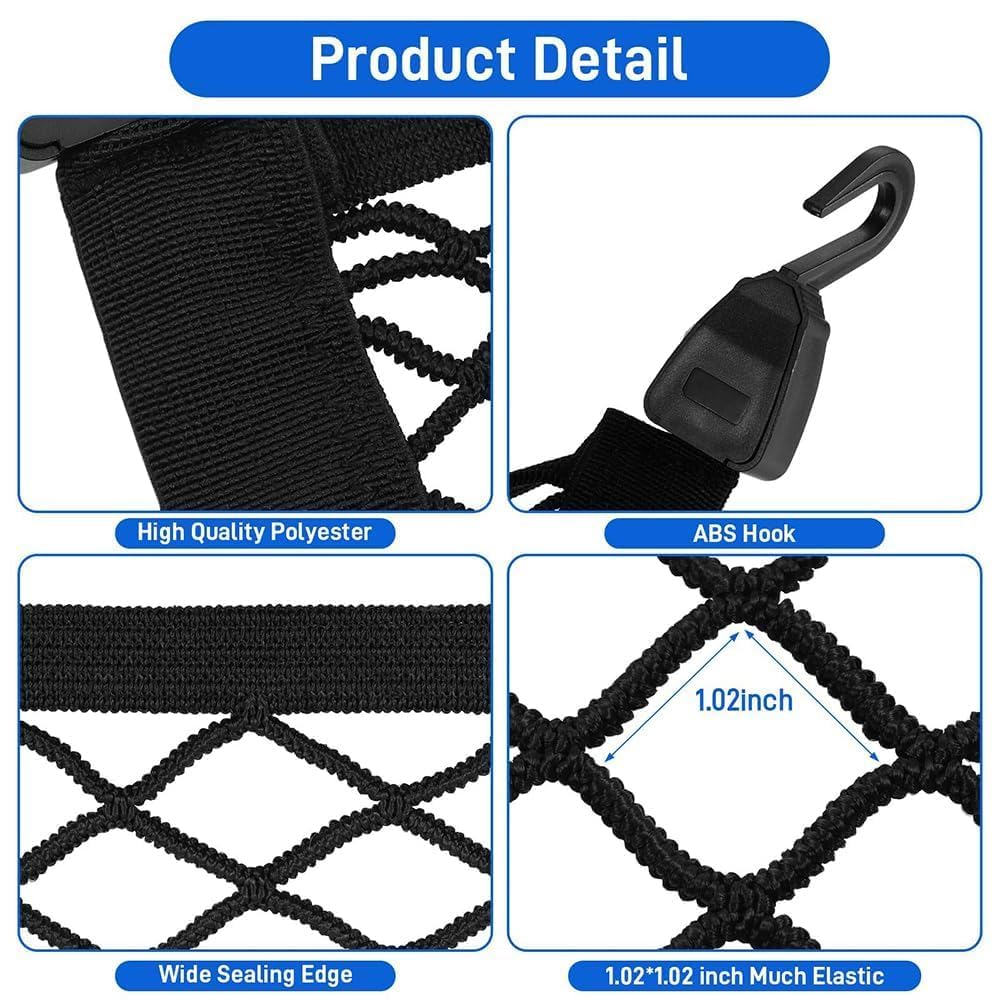 Rete Bagagliaio Auto, per Landrover Discovery Sport (7 Seats) 2020-2024-2026 Organizzatore Carico Elastica Ganci ABS Nylon Resistente Accessori Interni Salvaspazio