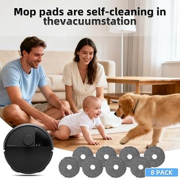 iRobot Roomba Plus 405コンボ/505コンボロボット掃除機用モップパッド8個パック、スピンクリーニングパッド交換部品アクセサリーセット。