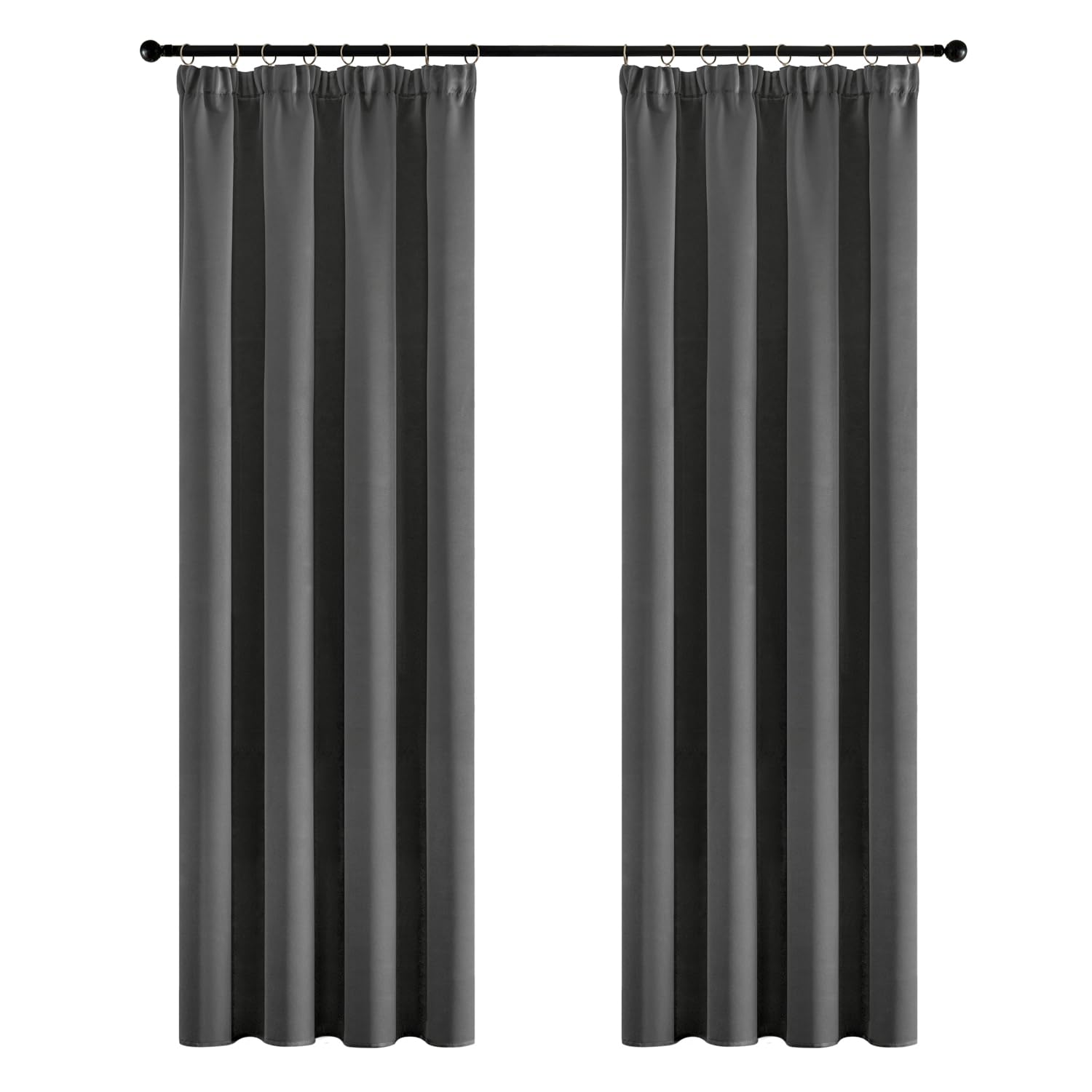 MIULEE Tende oscuranti isolanti fettuccia 2pz L140xA300 Grigio | Tende oscuranti termiche con fettuccia decorativa, tessuto isolante freddo/caldo, adatte per soggiorno e camera da letto