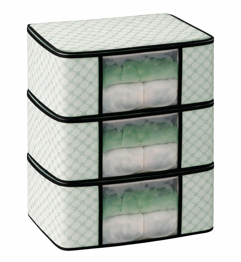Cloth Organizer for Wardrobe | Foldable Clothes Storage Bag with Zip & Transparent Window | Saree, Blanket, Quilt & Seasonal Garment Cover (Pack of 3, Grey)-picture-29