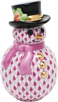 Herend Figurine Snowman Raspberry Fishnet