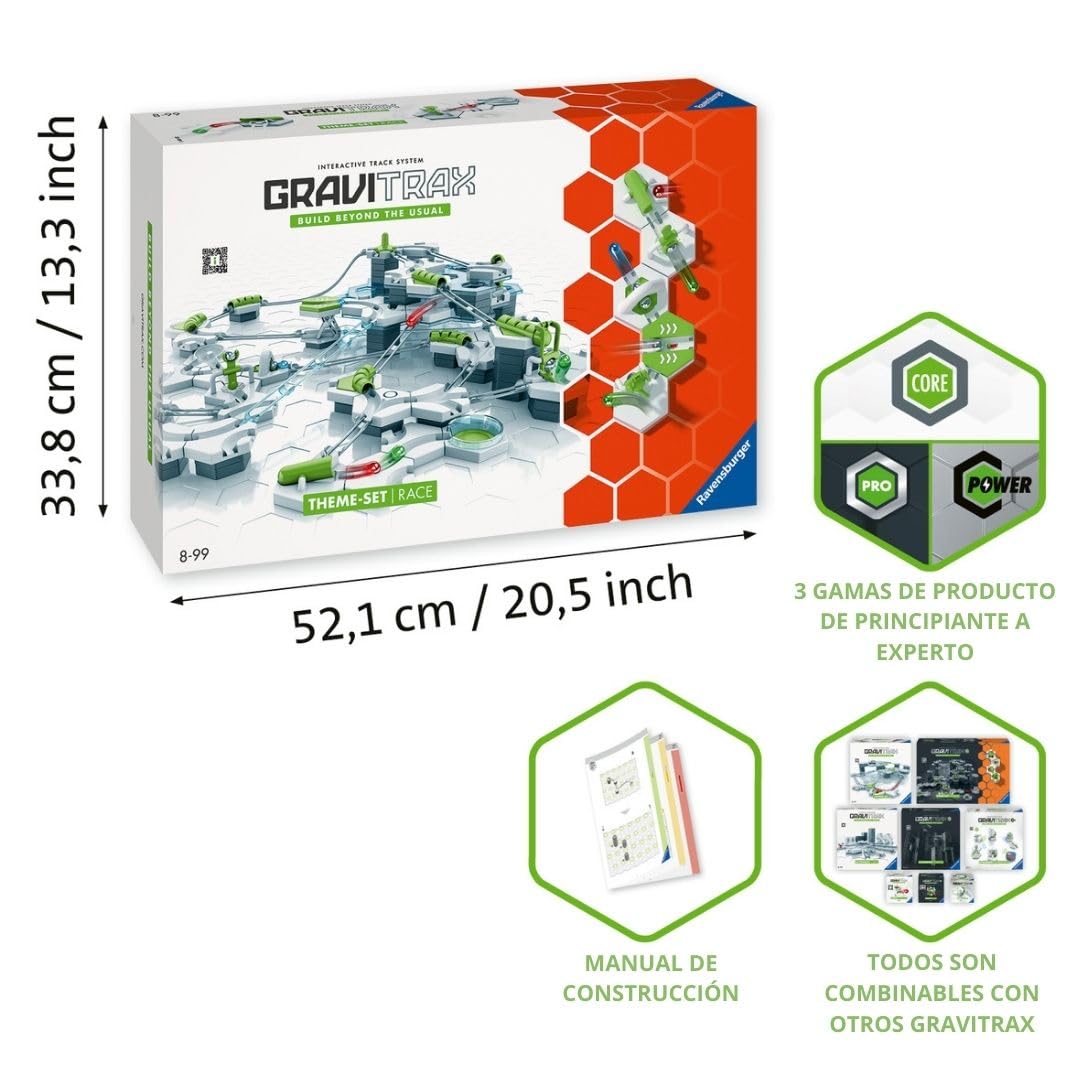 Ravensburger - GraviTrax Starter Set Race 180 Pezzi | Pista Biglie Con 150 Pezzi | Rompicapo Bambini Con Le Biglie | Giochi Bambino 8 Anni Maschio e Femmine | Giochi Per Bambini Compatibili Con Tutti