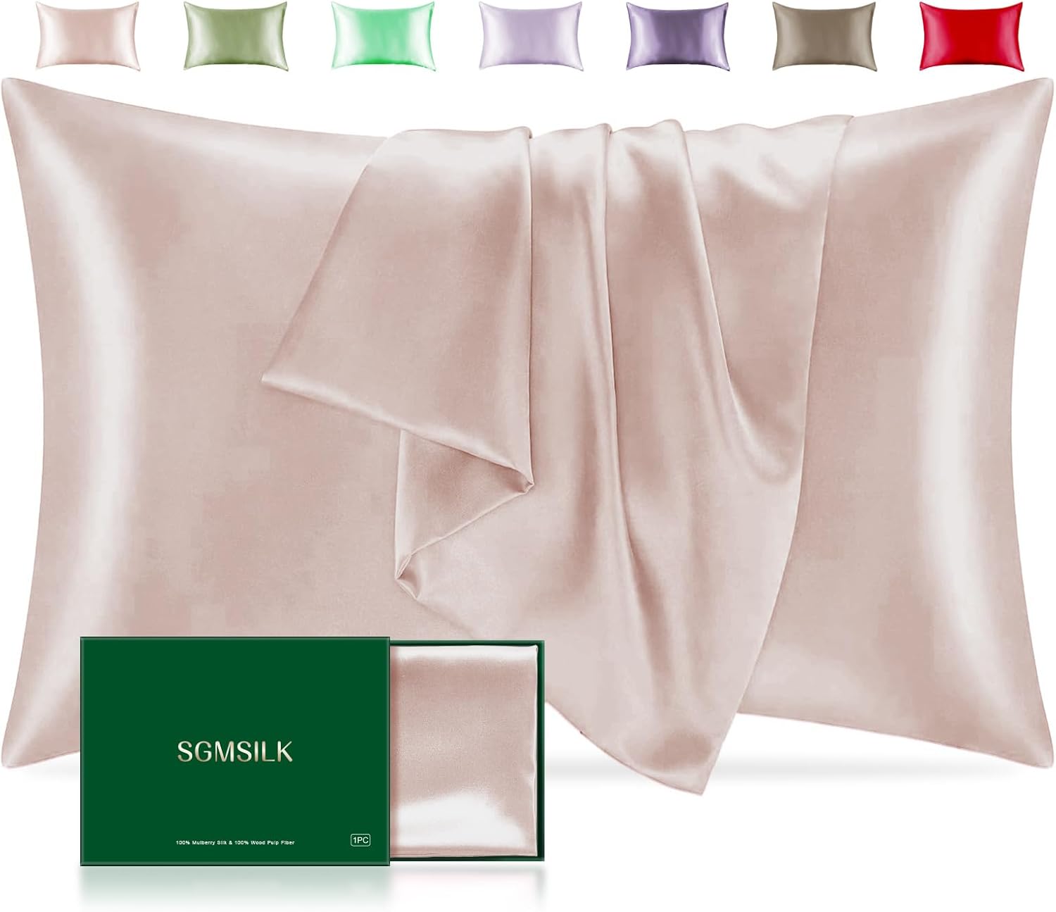 Mulberry Silk Pillowcase for Hair and Skin, SGMSILK 22 Momme Natural Silk Pillow