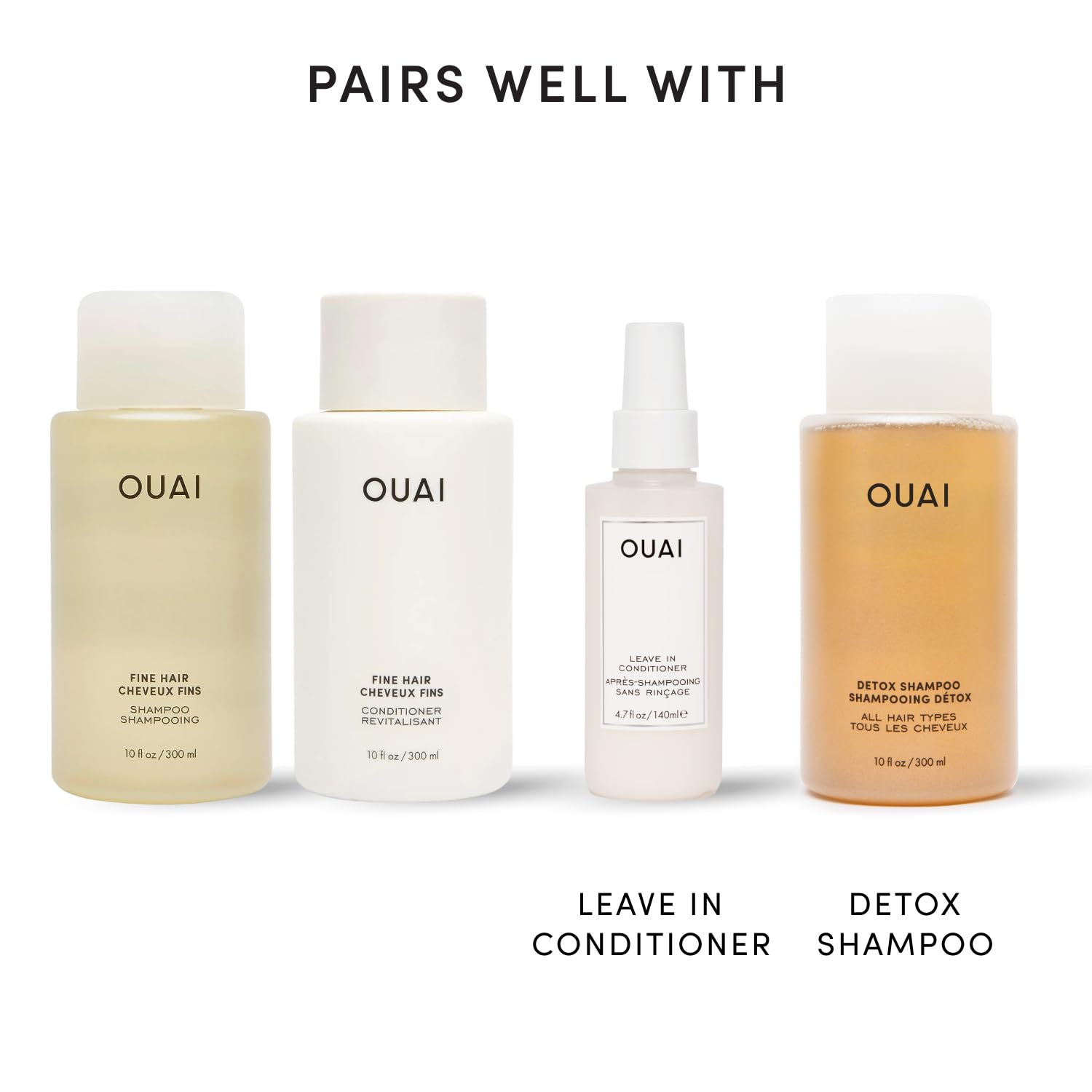 OUAI Zestaw szamponu + odżywka do włosów cienkich, bez siarczanów, po 300 ml