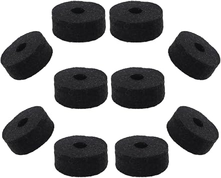 10-Pack Black Cymbal Stand Felt Washers for Drum Kit Protection