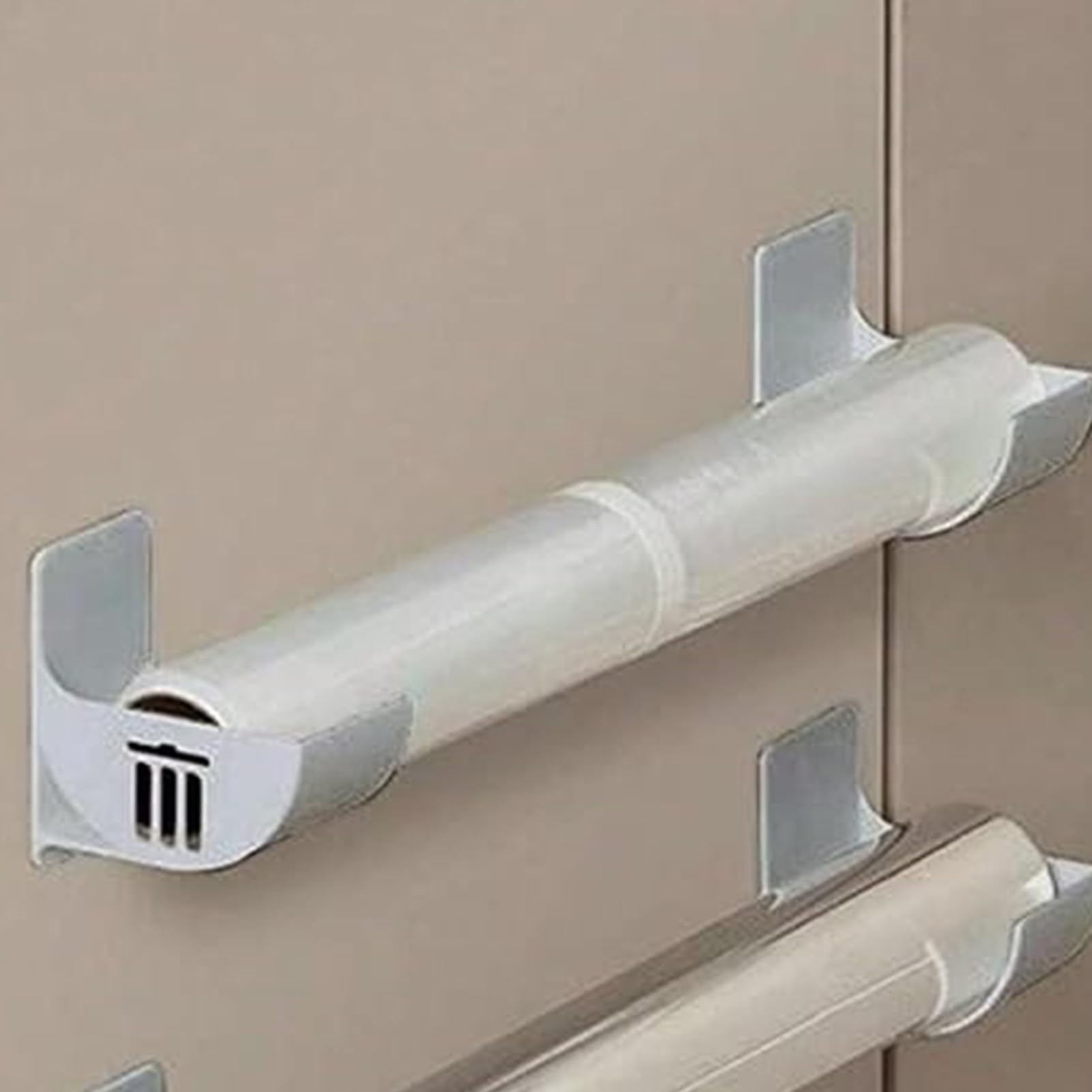 Stojak do przechowywania bez dziurkowania – samoprzylepny uchwyt z folii aluminiowej – organizer boczny szafki na folię aluminiową, worki na śmieci i worki na śmieci do kuchni i łazienki