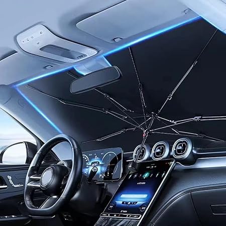 Amazon Winglos 車用サンシェード 傘式 車 フロント パラソル 設定簡単 遮光フロントシェード 高密度生地 カーサンシェード サイズ選べる 日よけ 日焼け対策 日差しカット 断熱 遮光 汎用 自動車 フロント 折りたたみ 紫外線対策 Uvカット 簡単取り付け 収納バッグ付き