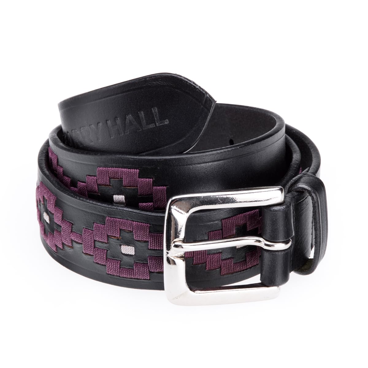 Harry Hall Women's Black Polo Belt – Vegetable Tanned Leather, Silver Buckle, Lavender – Equestrian & Casual Wear