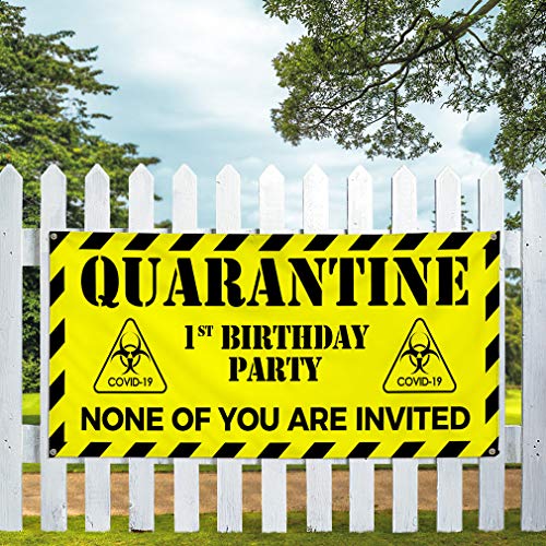 Bannière en vinyle multicolore résistante message humour biohazard 12x30