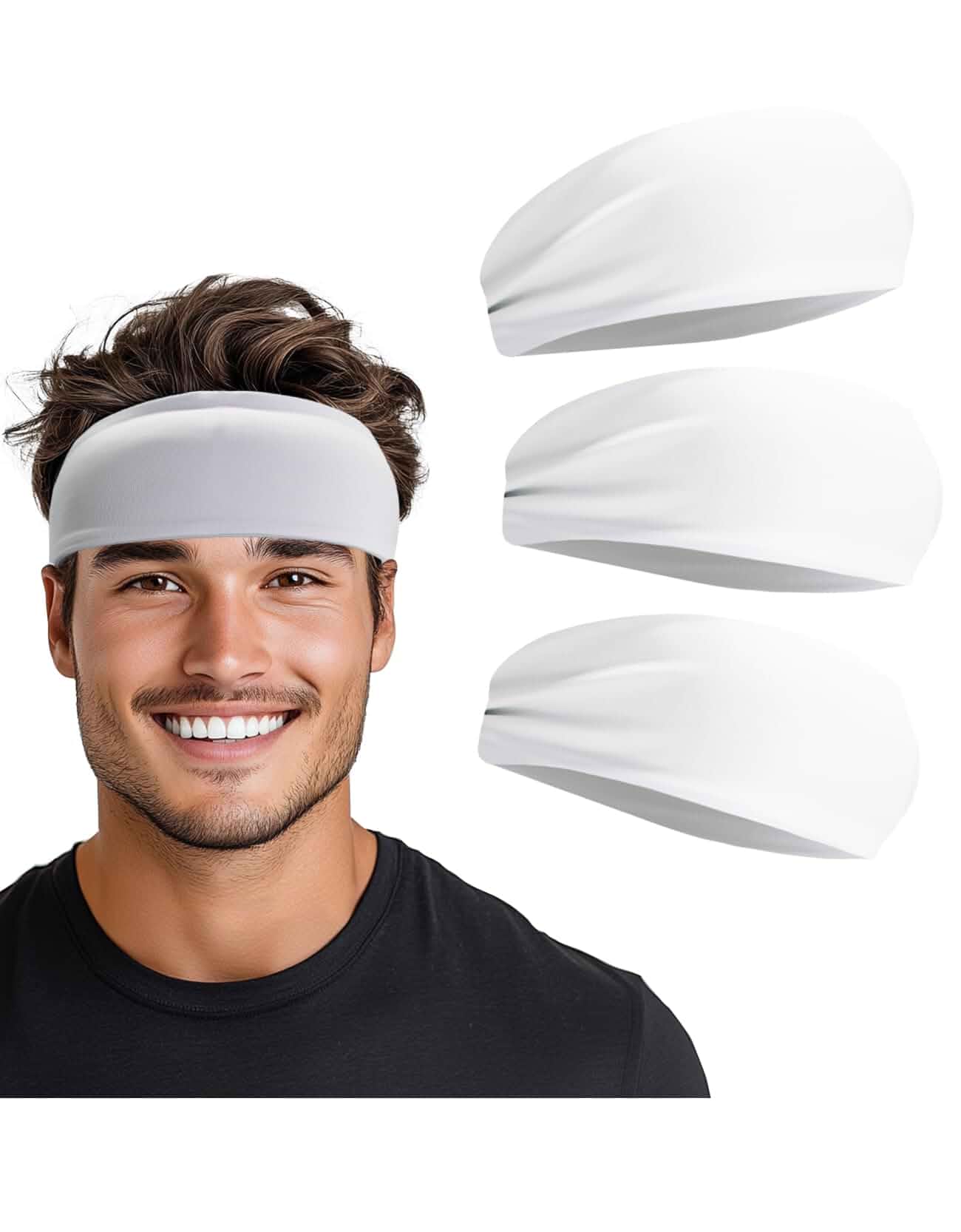 Headband for Men & Women, Sweat Wicking Sports Sweatband Headbands, Workout Running Training Yoga Basketball Hairband Fitness, Running, Yoga
