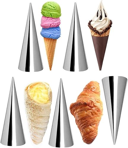 Miniatura 3 de Molde para pan de crema de acero inoxidable, molde cónico de cono de croissant antiadherente, tubos de pastelería daneses, moldes de helado para