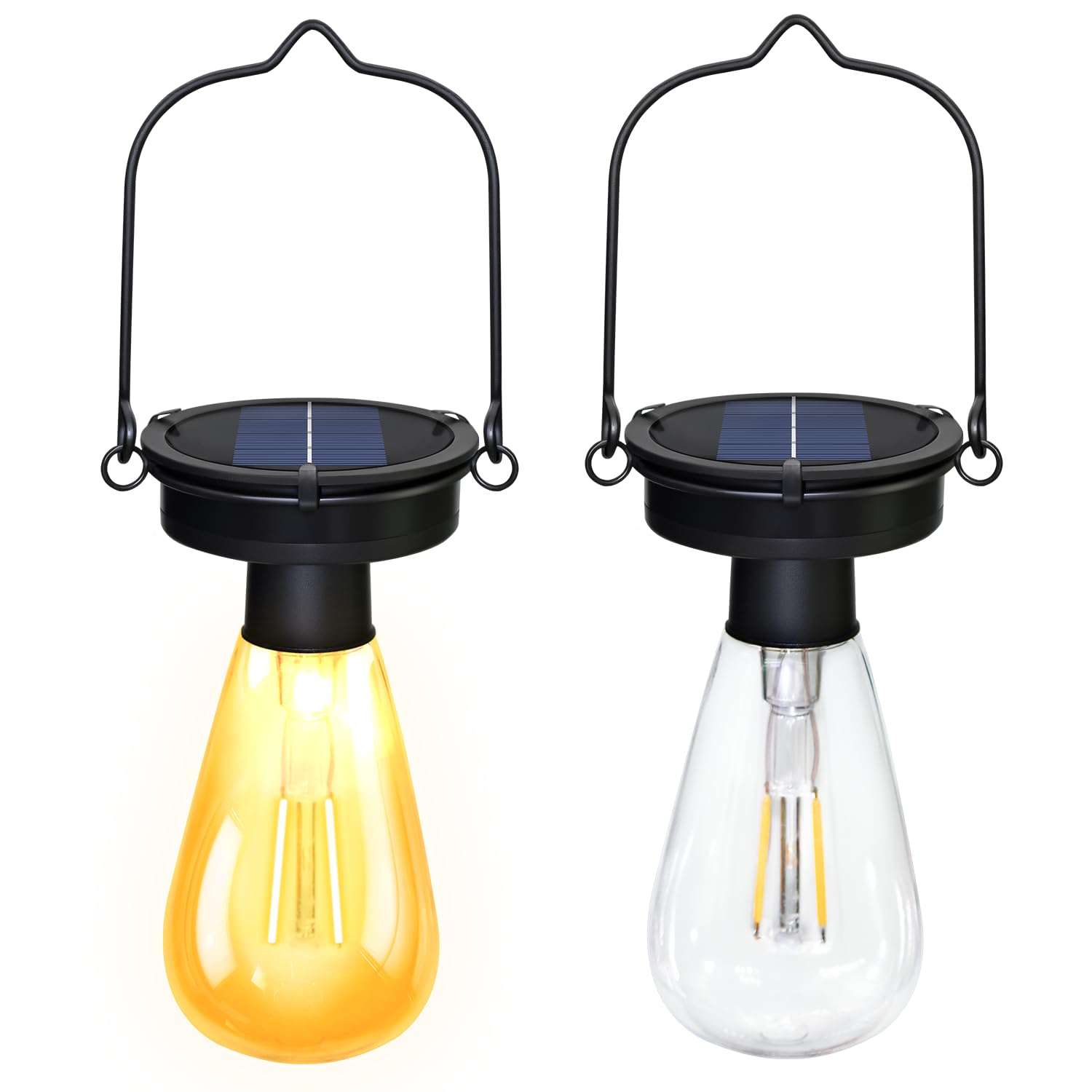 2 Pack Replacement Solar Panels for Garden Lights,8.2cm/3.23in Hanging Lights Replacement Top Part with Bulb,Waterproof Solar Lantern Accessories Tools for DIY Outdoor Garden Patio Decor