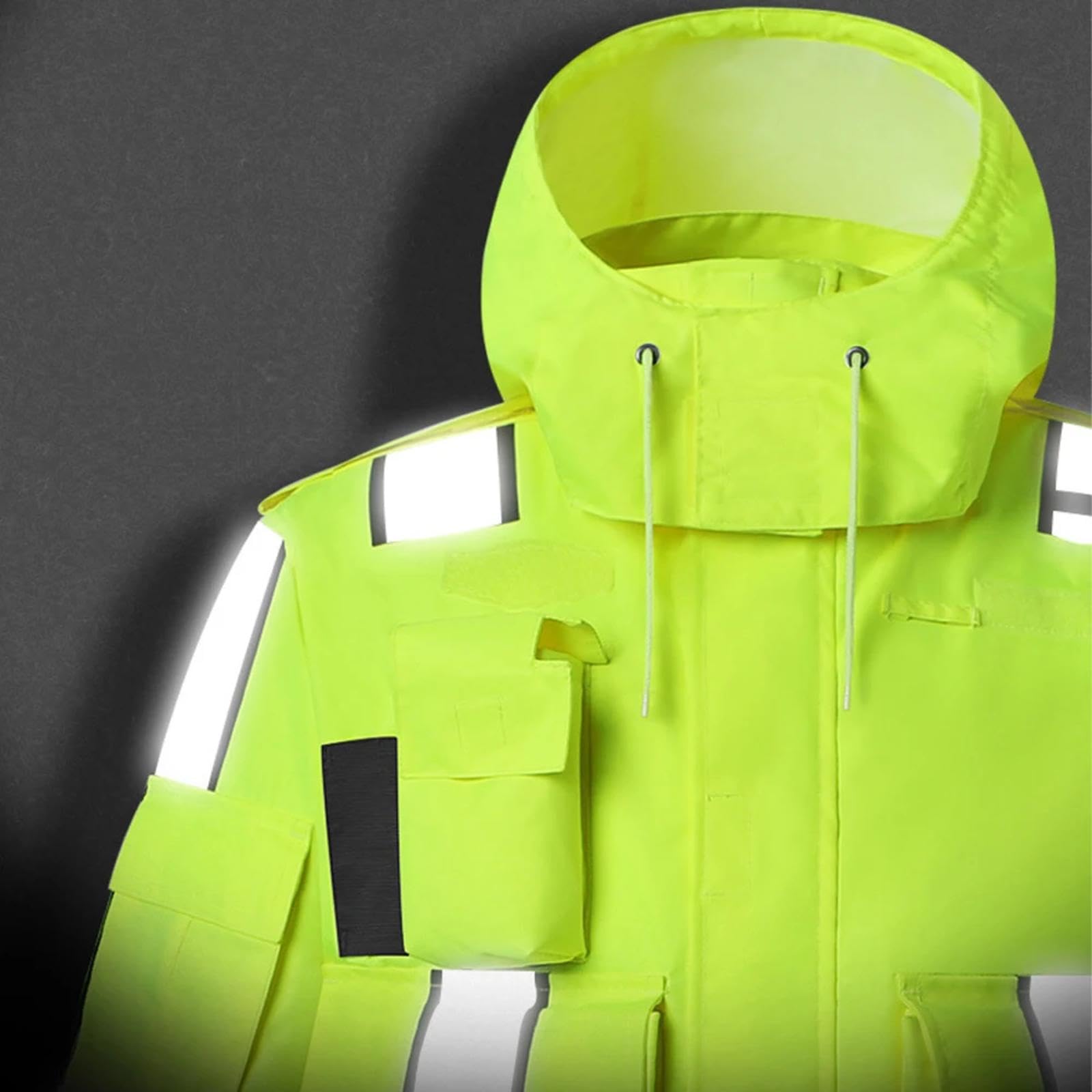 Sweat À Capuche Réfléchissant avec Logo Personnalisé, Veste De Sécurité Personnalisée Haute Visibilité, Imperméable, Extérieur, Construction, Trafic, Route, Imperméable, Coupe-Vent