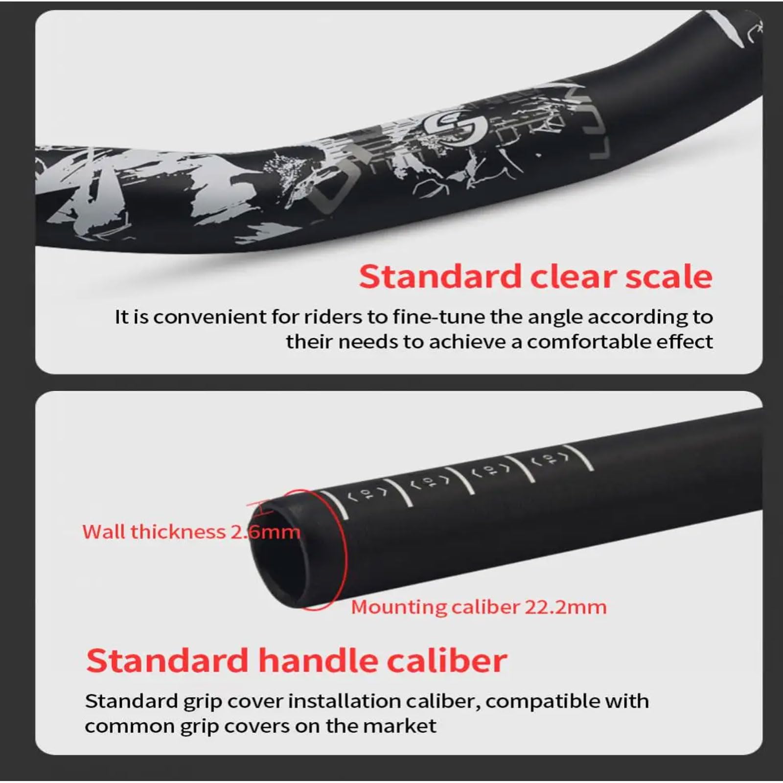 YLME Manubrio MTB, Manubrio MTB A Forma di Rondine 31.8 * 720/780 Mm, Manubrio MTB Montante del Manubrio della Bicicletta in Lega di Alluminio, per BMX-MTB