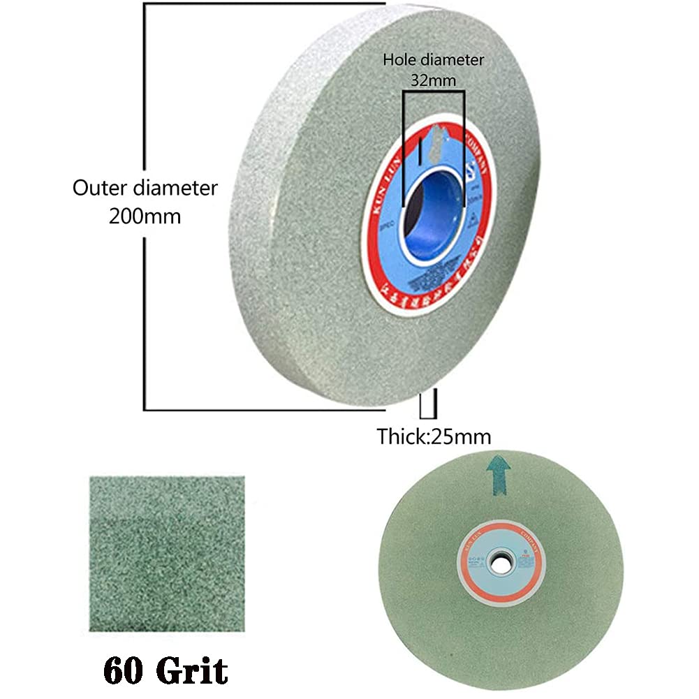 Mola da banco, mole da banco in carburo di silicio verde for rettifica superficiale 200 mm x 32 mm x 20 mm 1 pezzo, grana 60 (Size : 60 Grit)